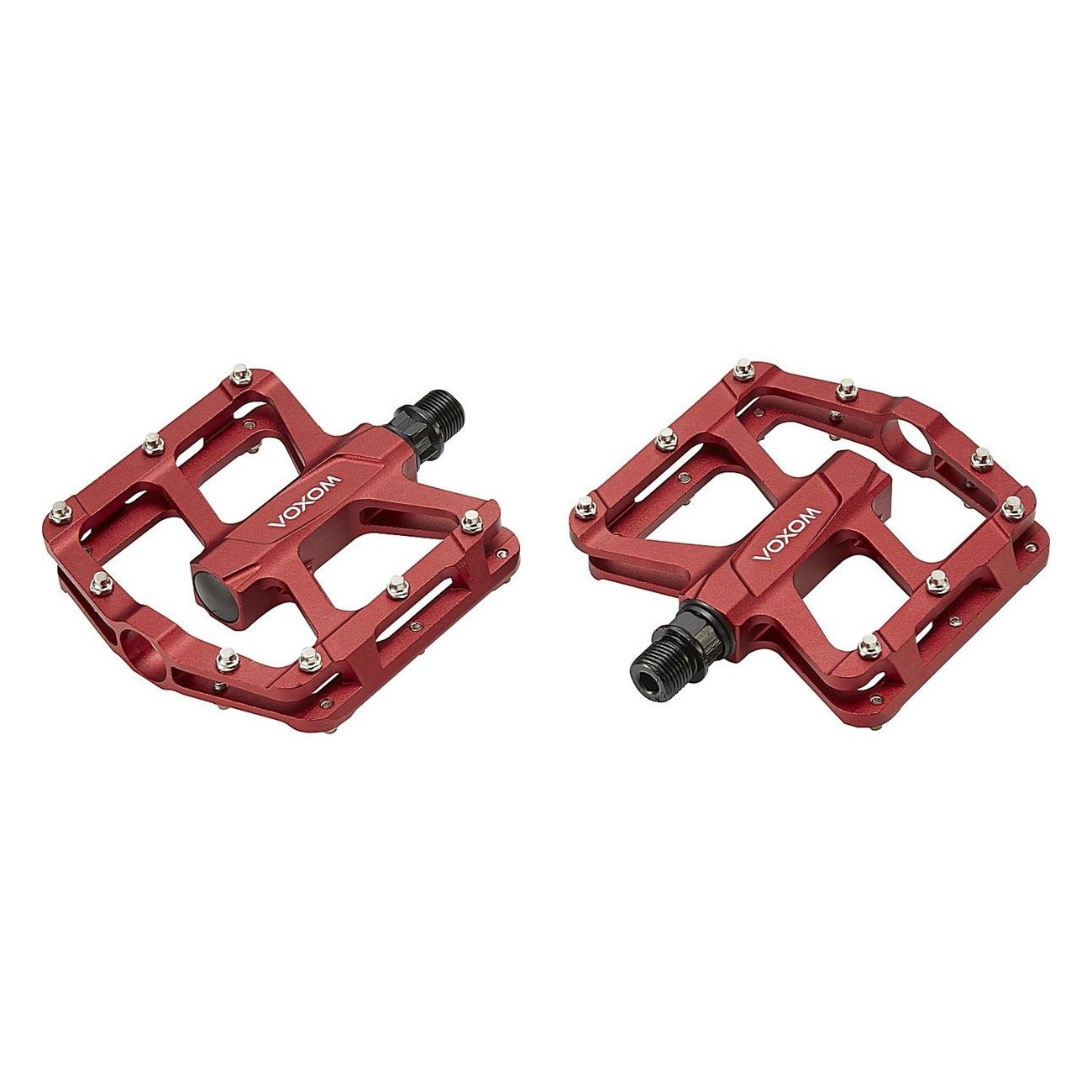 Pedales MTB Voxom Pe16 Anodizados Rojos con Plataforma Amplia y Pernos Reemplazables - 1