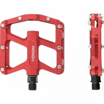 Voxom Pe16 Red Anodized MTB Pedals with Wide Platform and Replaceable Pins - 2