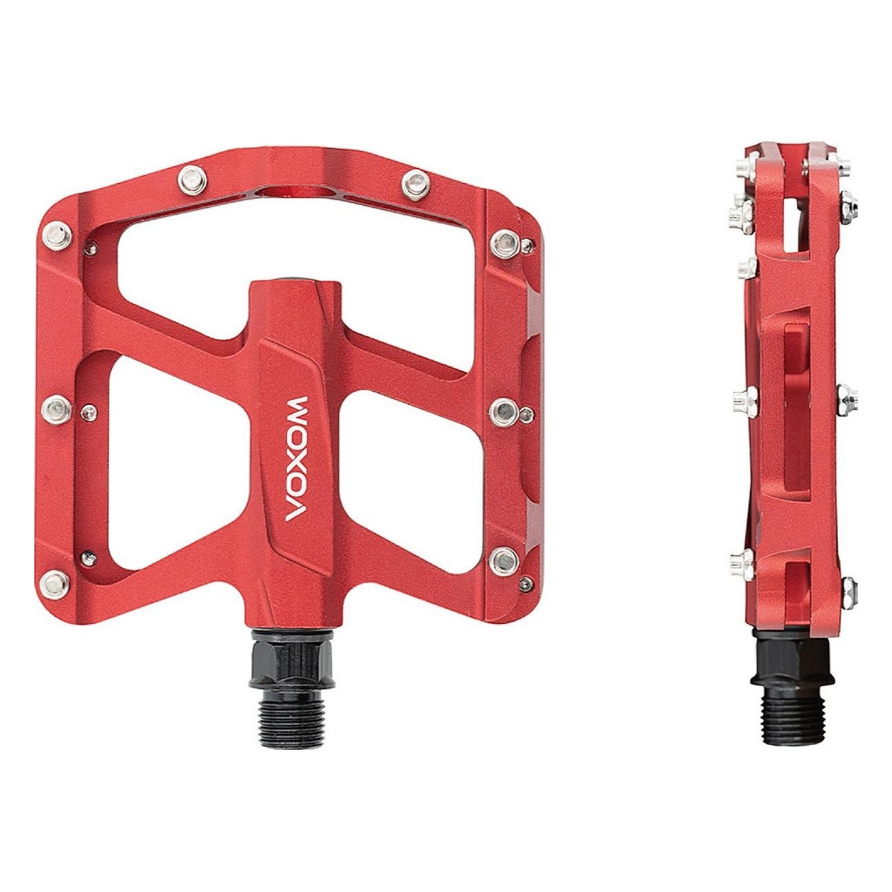 Pedales MTB Voxom Pe16 Anodizados Rojos con Plataforma Amplia y Pernos Reemplazables - 2