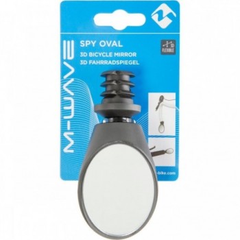 M-Wave Spy Oval Fahrradspiegel Schwarz 3D Verstellbar mit 2 Lenkerhaltern - 4