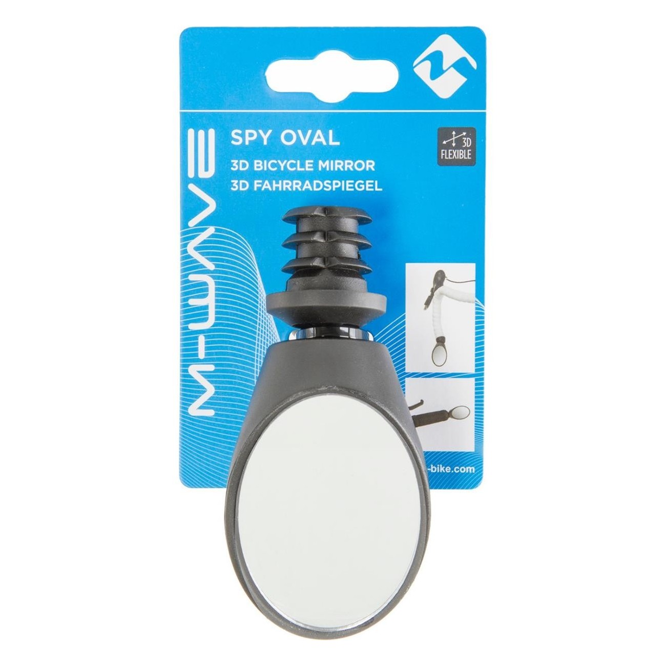 Miroir de vélo M-Wave Spy Oval Noir Réglable 3D avec 2 supports - 4