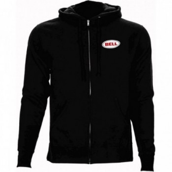 Black Zip-Up Cotton Hoodie BELL - Size L, Versatile for All Seasons - 2