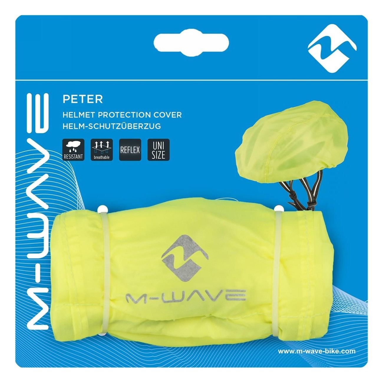 M-Wave Reflective Helmet Cover Neon Yellow Waterproof and Windproof - 4