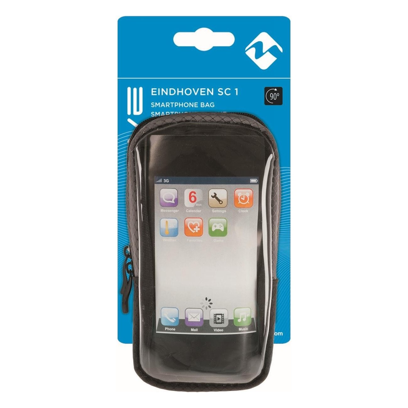 M-Wave Eindhoven SC1 Smartphone Tasche, wasserabweisend Schwarz-Grau mit 360° Clip - 5