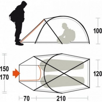 Tente Pilier 2 Orange 2 Places Haute Altitude Imperméable FR - 6
