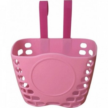 Junior Pink Bike Basket in Plastic 18x12x15 cm with MVTEK Handlebar Mount - 1