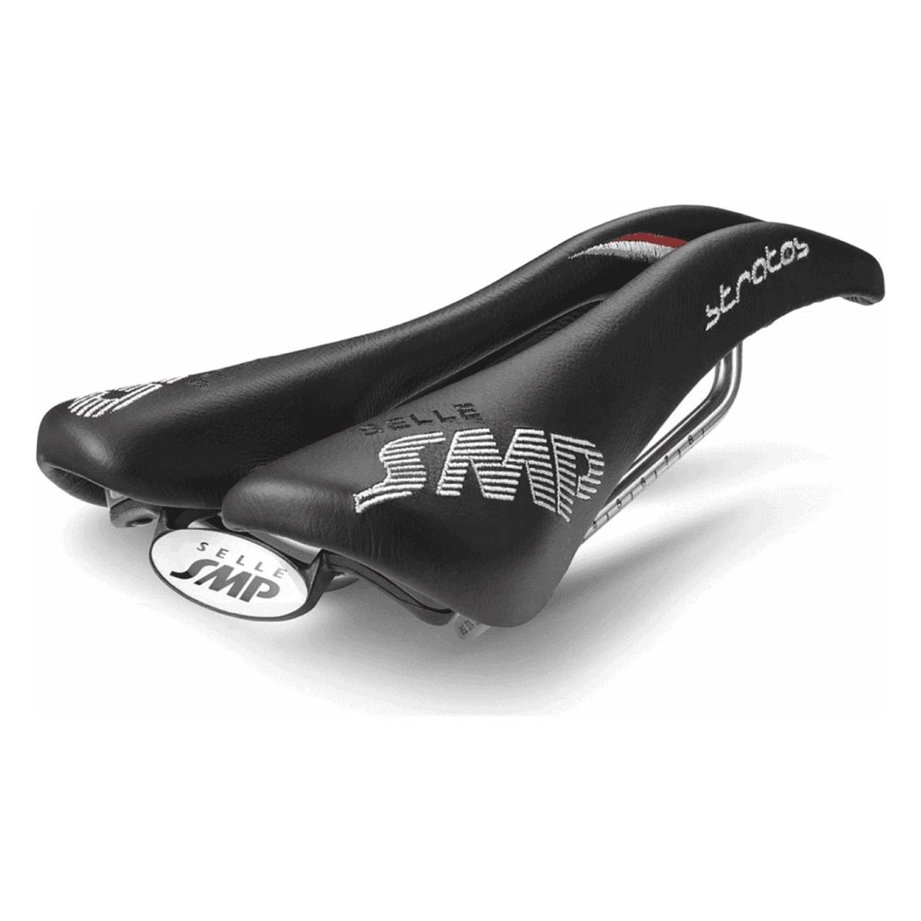 Selle Stratos 131mm Noir 2018 en Cuir et Acier Inox pour Route et Offroad - 1