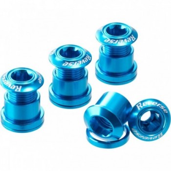 Set of Blue Reverse Crown Bolts - 4 Pieces in 7075 Aluminum for Bike - 1