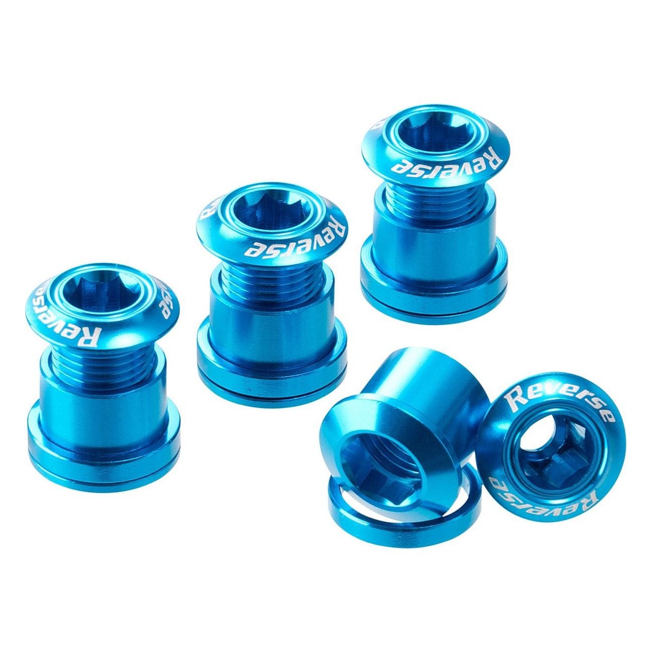 Set of Blue Reverse Crown Bolts - 4 Pieces in 7075 Aluminum for Bike - 1