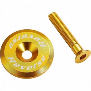 Tappo Reverse Ahead in Alluminio con Vite M6 x 32 mm, Finitura Oro per Bicicletta - 1 - Serie sterzo e tappi - 4717480159079