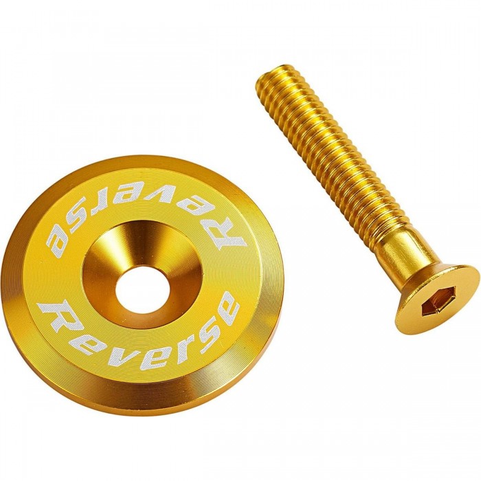 Aluminum Reverse Ahead Cap with M6 x 32 mm Screw, Gold Finish for Bicycle - 1