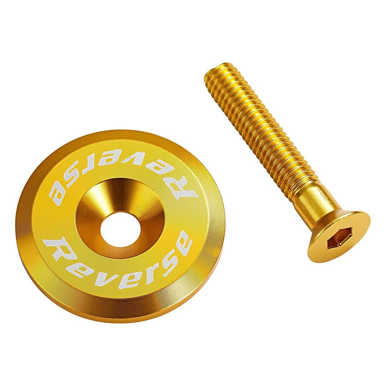 Aluminum Reverse Ahead Cap with M6 x 32 mm Screw, Gold Finish for Bicycle - 1