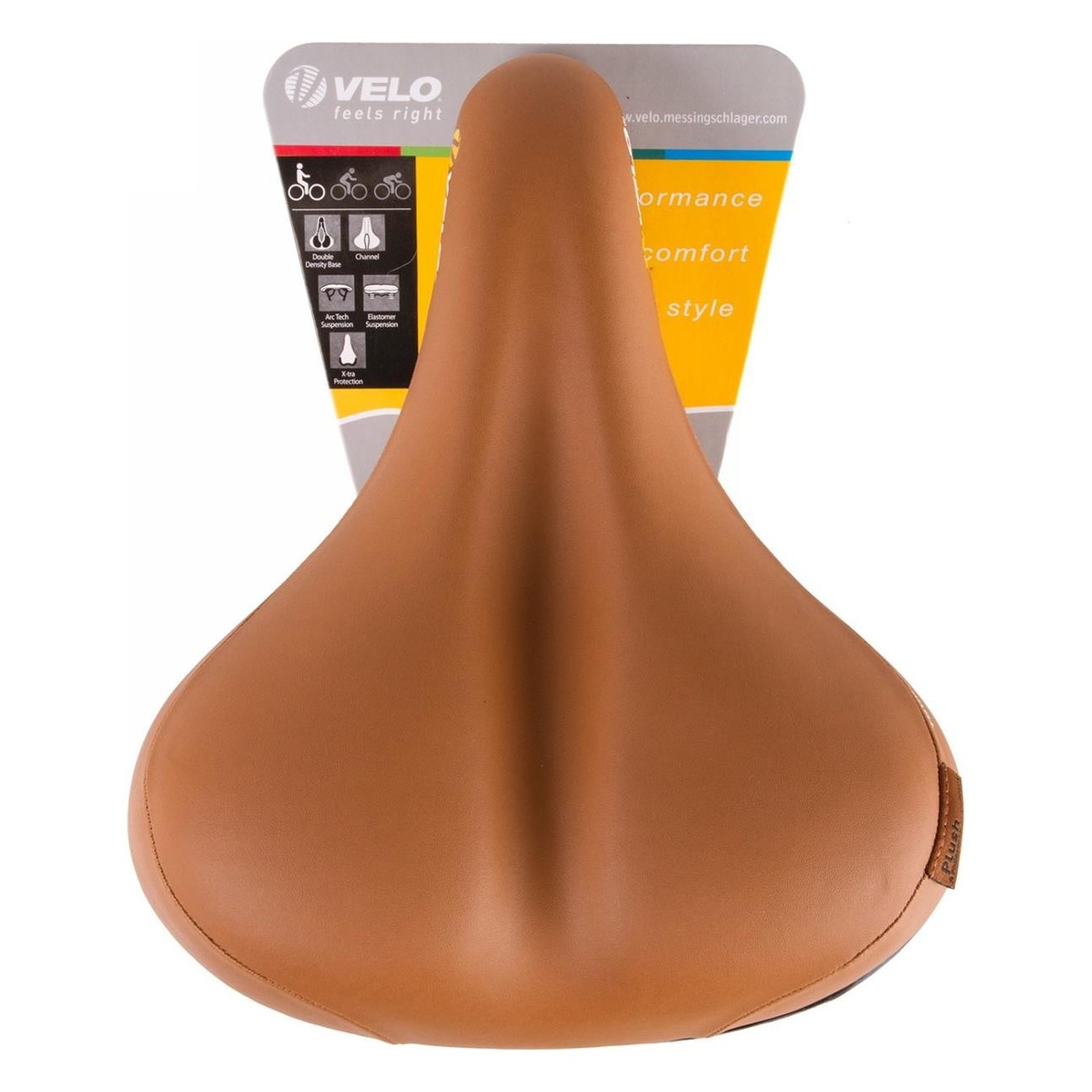 Velo Tour Ela X Brown Saddle 260x220mm with Elastomer Suspension and Anti-abrasion - 5