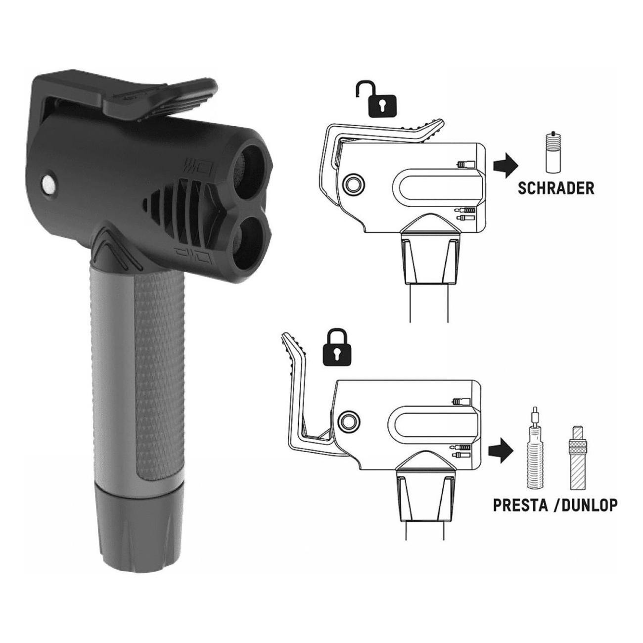 Pompe à pied Blackburn AirTower 6 avec manomètre, 11 bar, compatible Presta, Schrader, Dunlop - 2