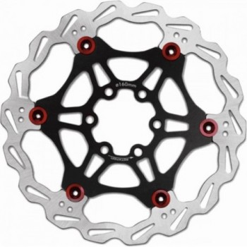 Brakco DR-06FA 160mm Floating Brake Disc 6 Holes Black/Red for Bicycles - 1