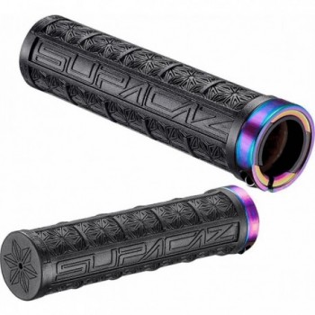 Manopole Supacaz Grizips Nero/Oil Slick - Stile e Funzionalità per la Tua Bicicletta - 1 - Manopole - 0660902386505