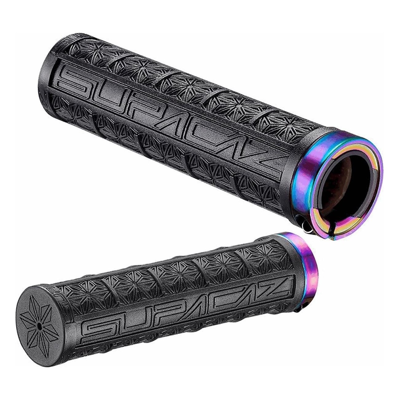 Manopole Supacaz Grizips Nero/Oil Slick - Stile e Funzionalità per la Tua Bicicletta - 1 - Manopole - 0660902386505