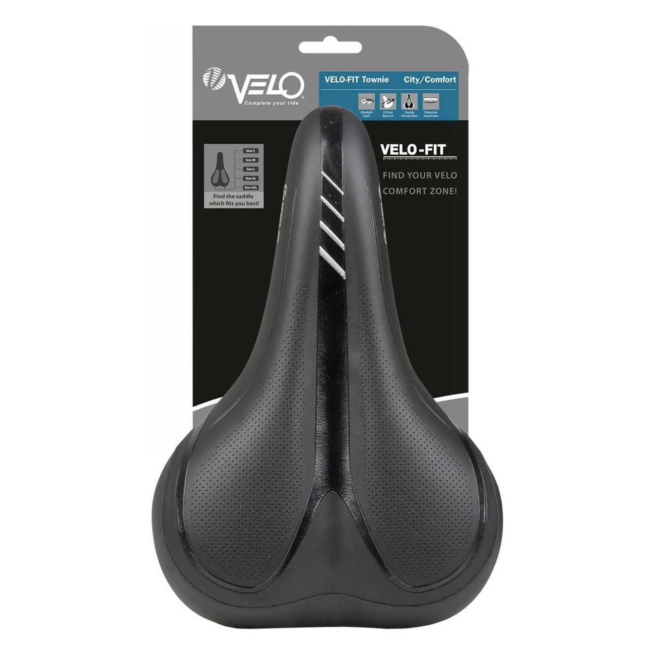 Selle City Comfort Velo Fit Townie Noir Argent 270x180 mm avec Éponge Légère - 4