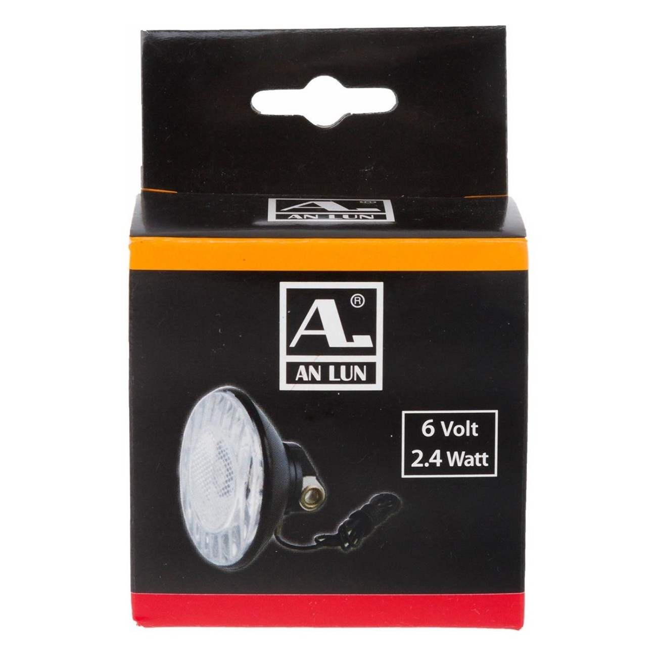 Luz Frontal ANLUN EK 6V/2.4W 77mm Negra con Reflector Integrado y Cable - 2