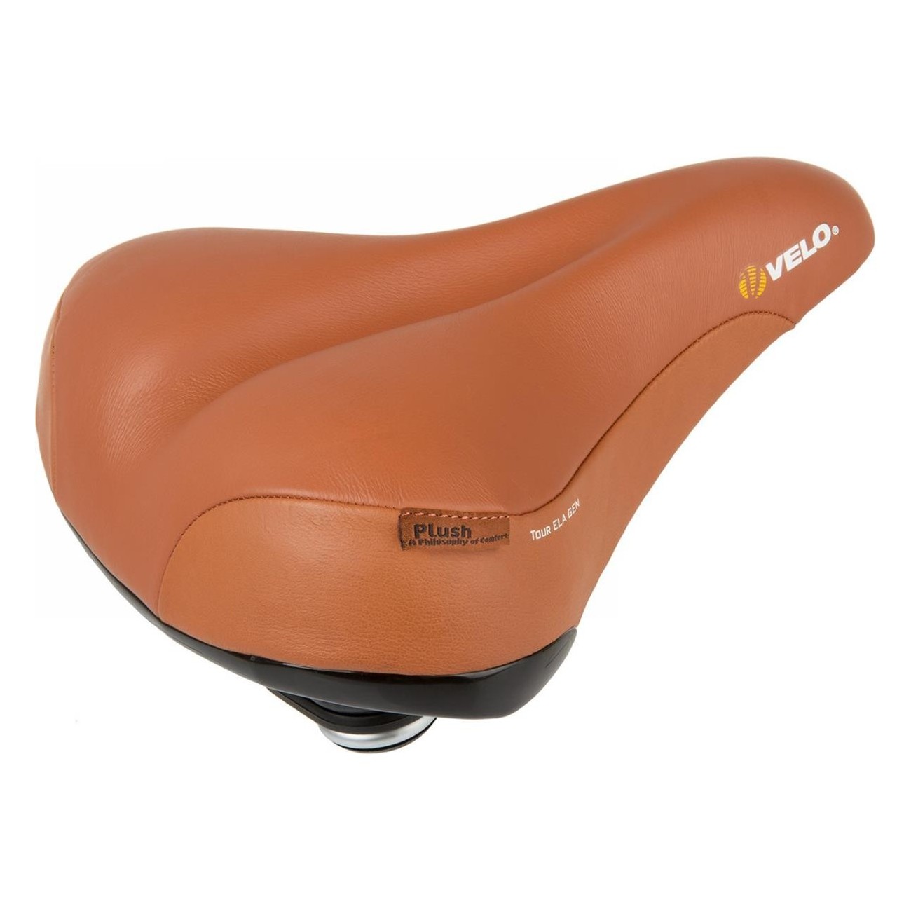 Velo Tour Ela Gen Brown Leather Saddle with Elastomer, 264x220 mm - 1