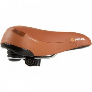 Velo Tour Ela Gen Brown Leather Saddle with Elastomer, 264x220 mm - 2