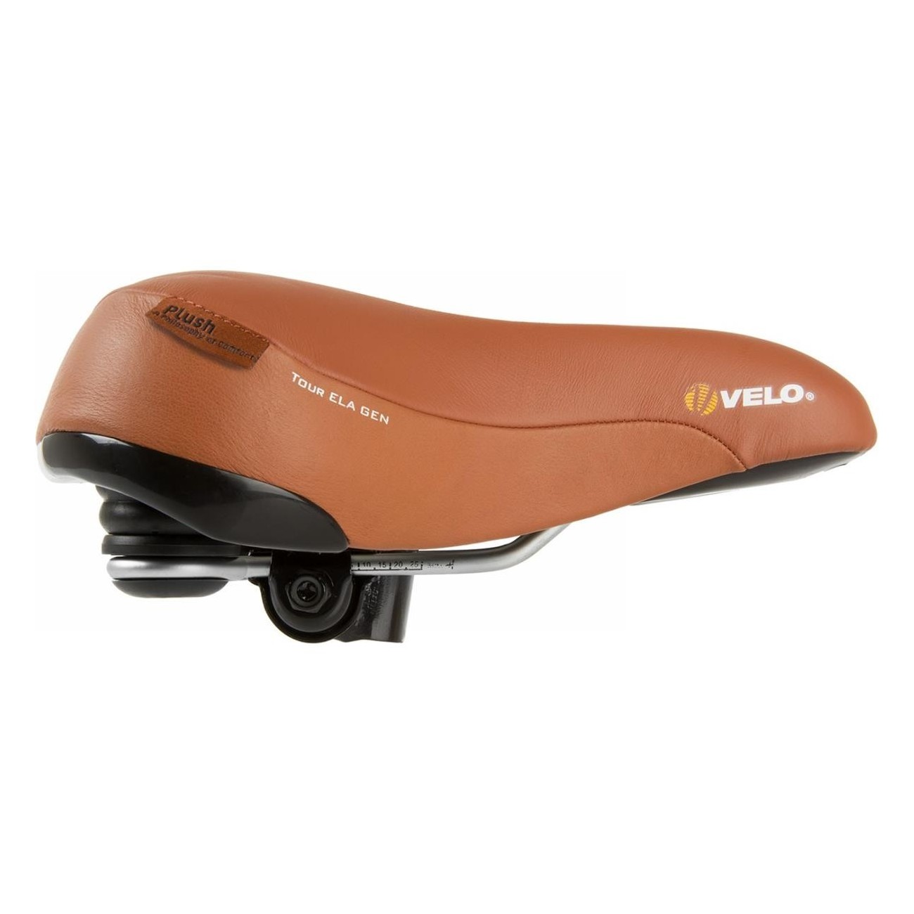 Velo Tour Ela Gen Brown Leather Saddle with Elastomer, 264x220 mm - 2