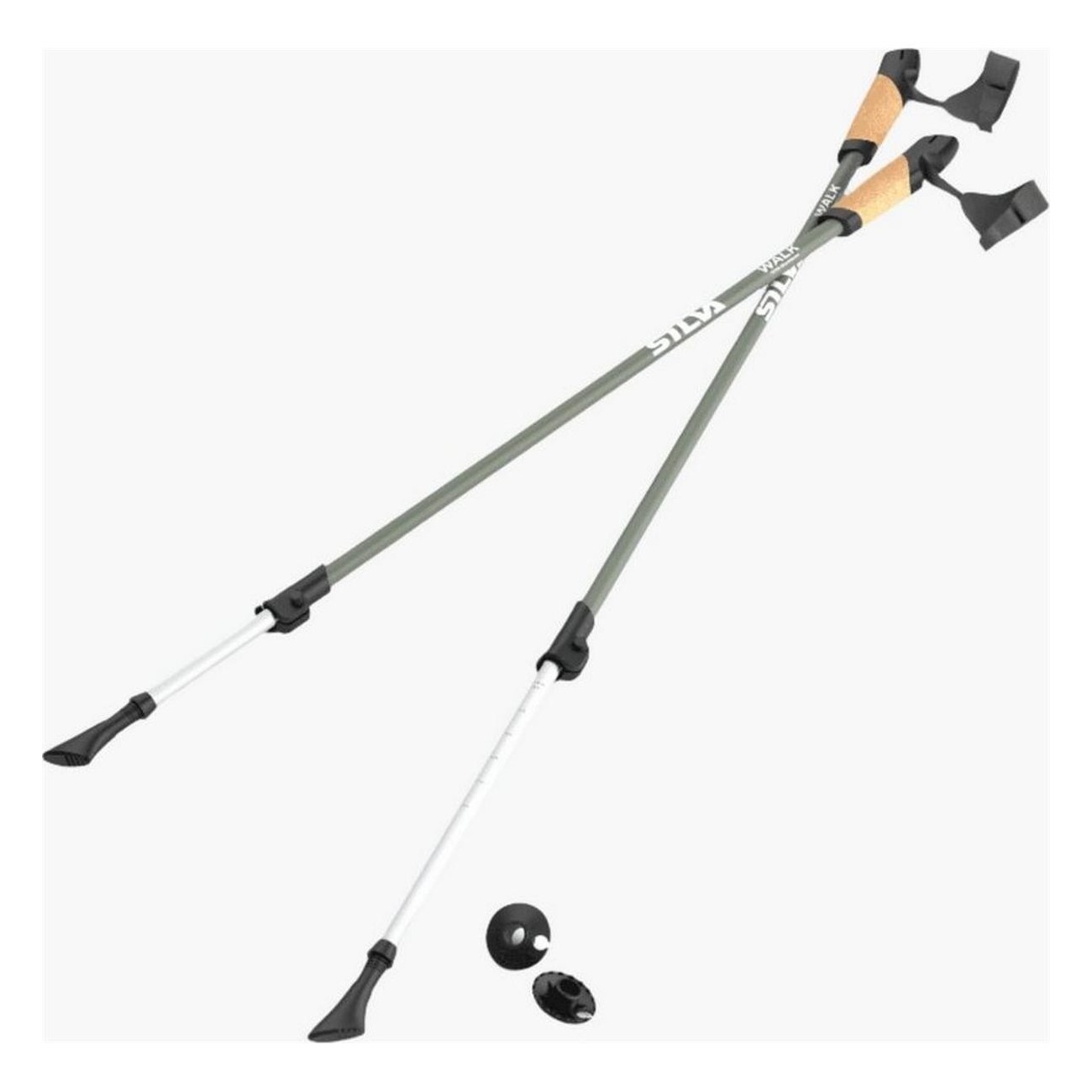 Silva 7075 Aluminum Trekking Poles with Cork Handles and Interchangeable Tips - 1