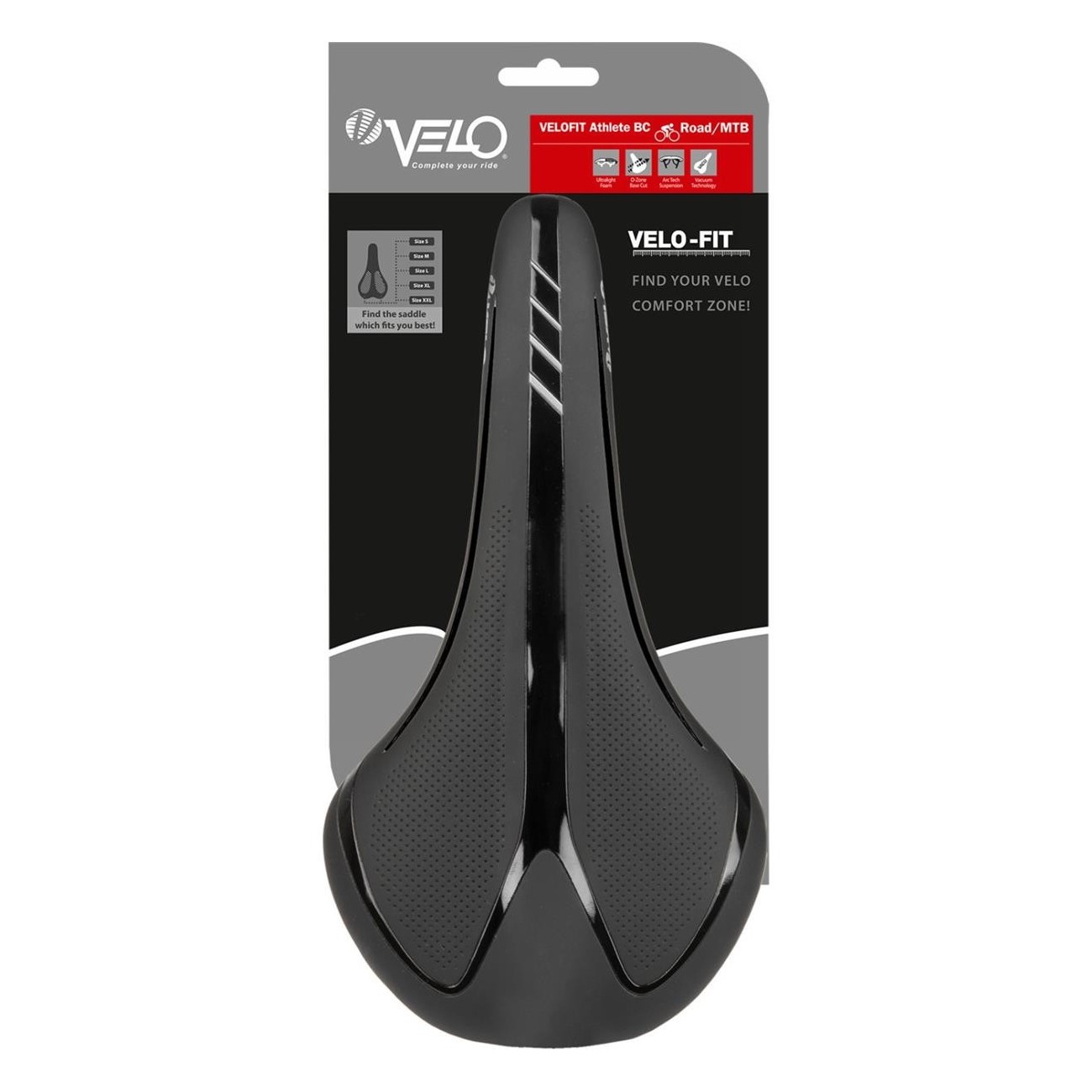 Sella Velo Fit Athlete BC per Strada e MTB, Misura M 280x147 mm, Nero/Argento, Comfort Zone M - 3 - Selle - 0887539022310