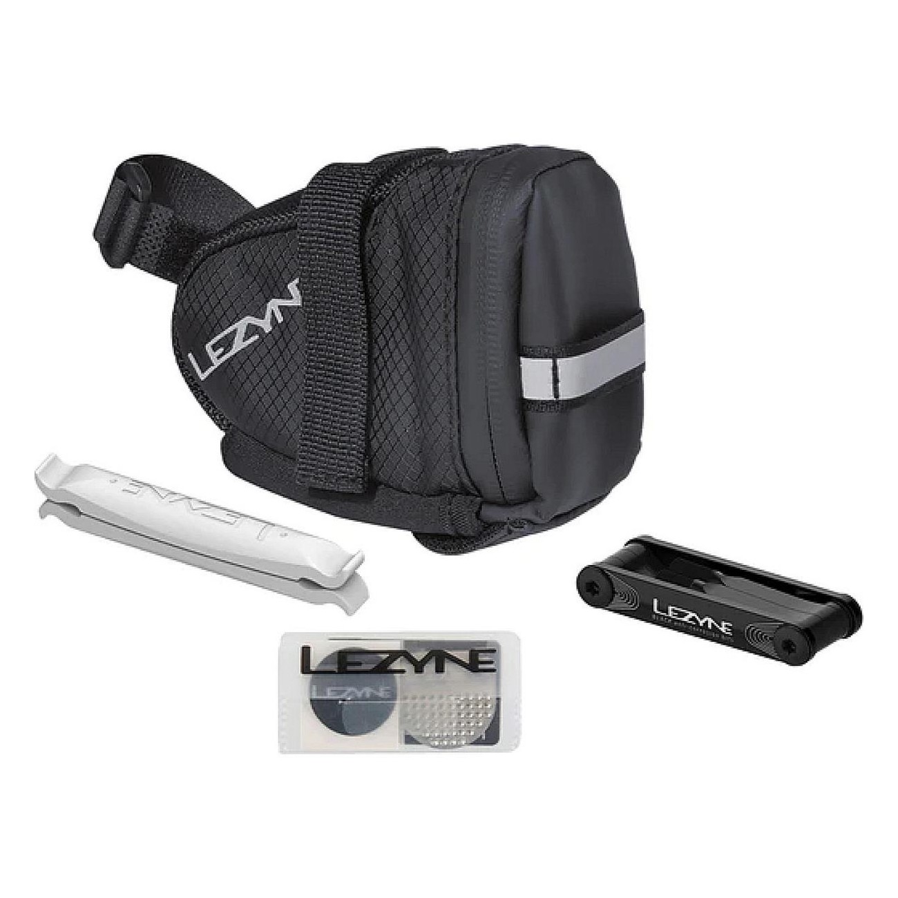 Borsa da Sella Lezyne Caddy (S) Nera con Kit di Attrezzi Completo per Ciclisti - 1 - Borse e bauletti - 4712805972630