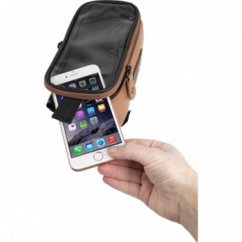 Top Tube Smartphone Tasche Rotterdam XL M-Wave in braun Kunstleder mit Clip - 2