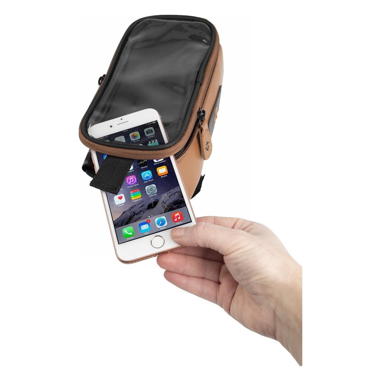 Top Tube Smartphone Tasche Rotterdam XL M-Wave in braun Kunstleder mit Clip - 2