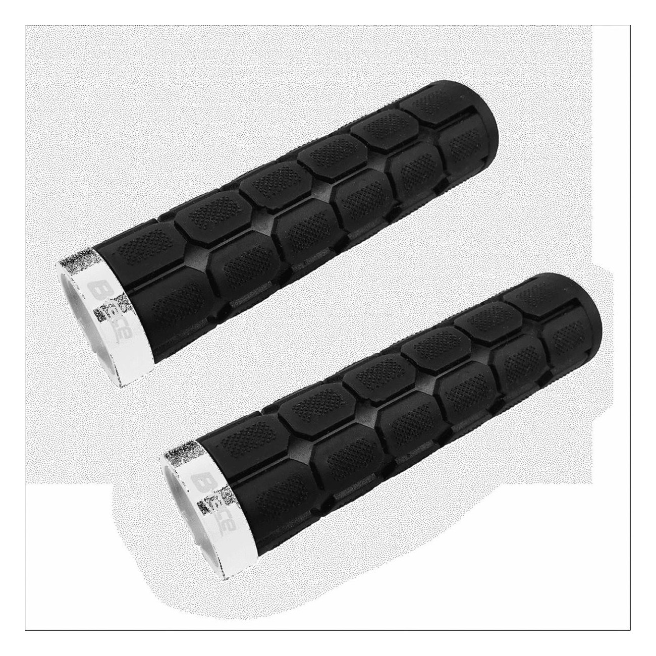 b•race Rubber Grips Black/White with Aluminum Collar - 127 mm - 1