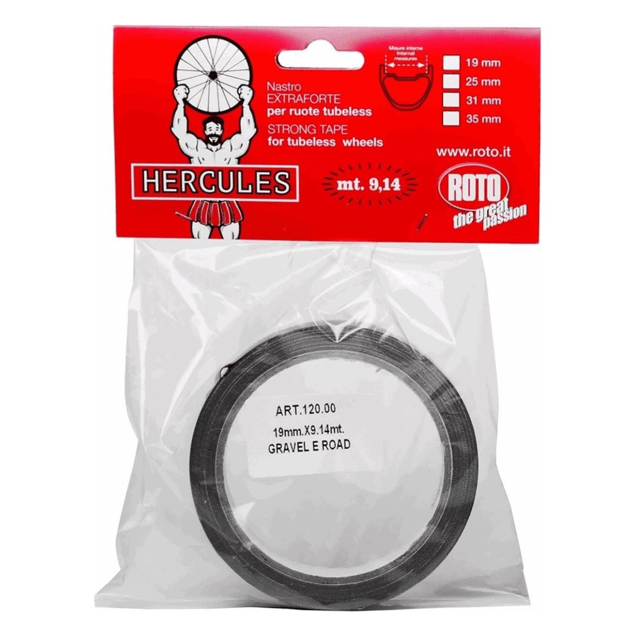 Hercules Tubeless Umrüstkit - 25mm x 9,14m Nastro für Räder - 1