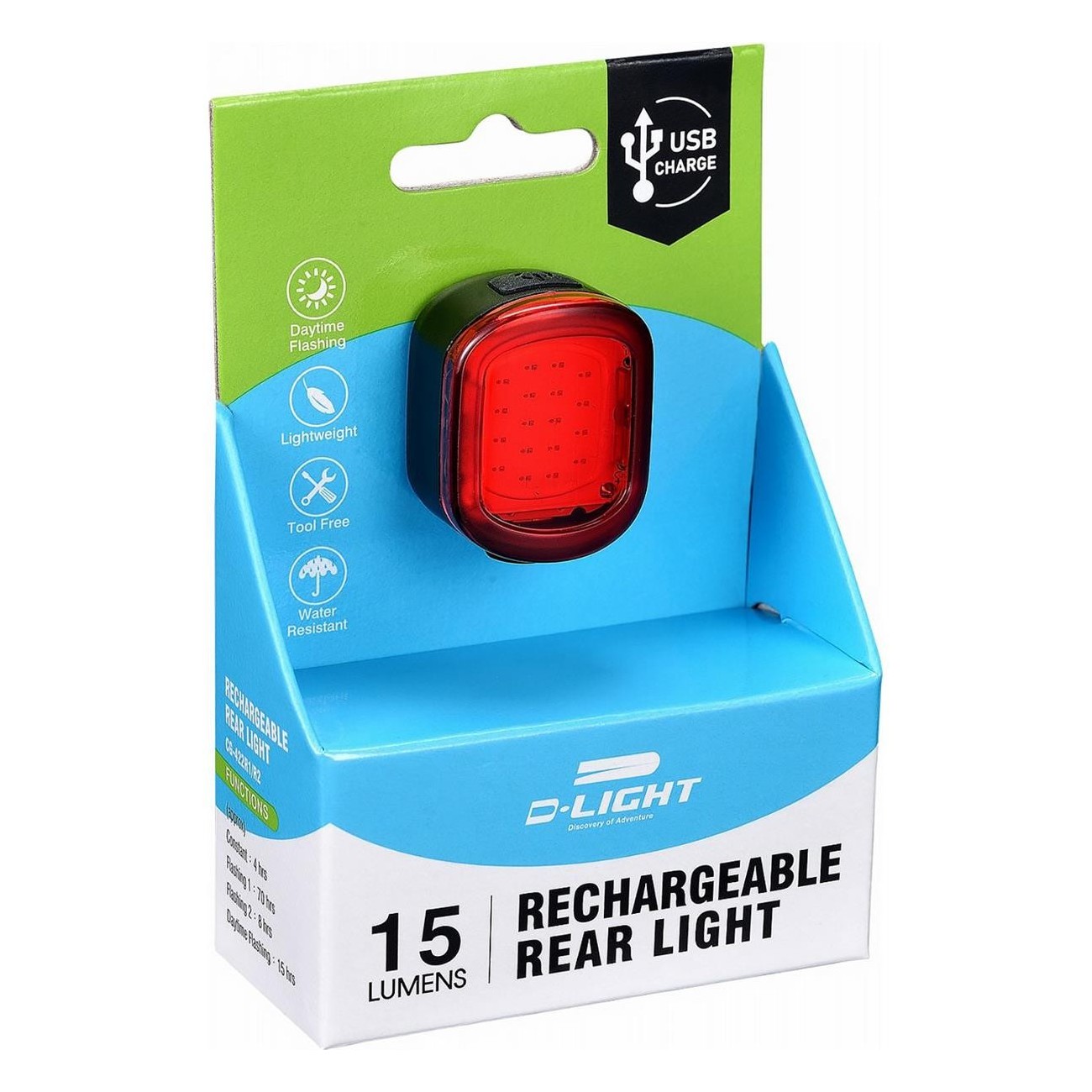 USB Rechargeable 18 LED COB Rear Light, 4 Modes, IPX5 Waterproof, 15 Lumens - 3