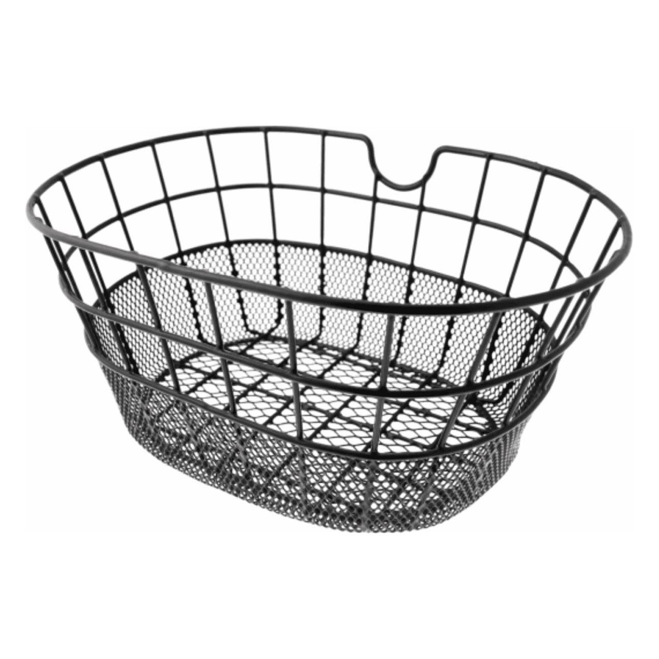 Cesta Delantera Ovalada de Hierro Negro 38x28x18 cm para Bicicleta - 1