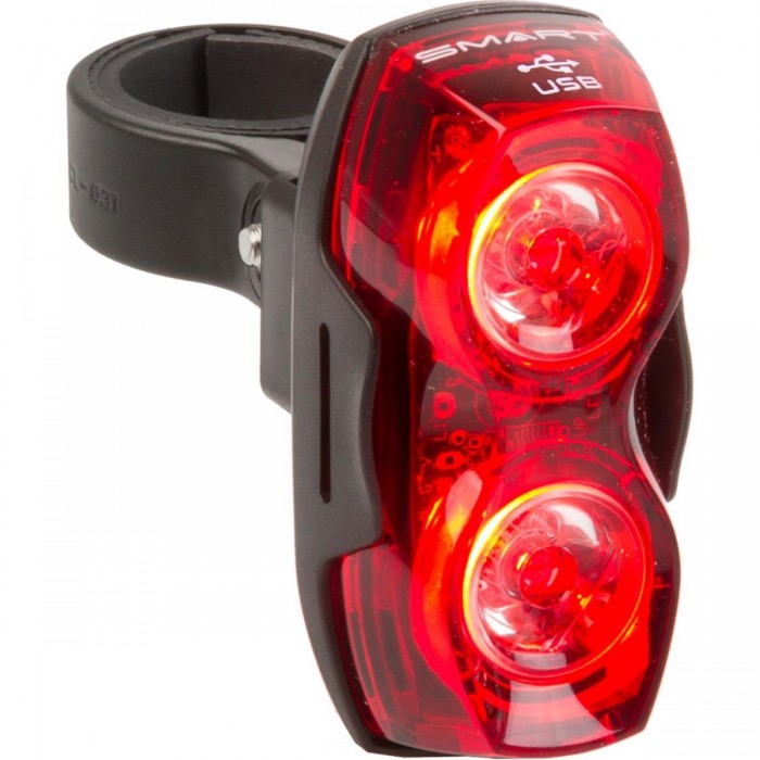 Red USB Rechargeable LED Rear Light Two Eyes with 2 Superflash LEDs - 1