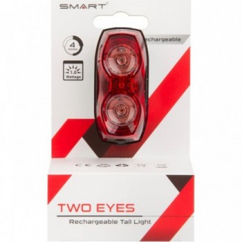 Red USB Rechargeable LED Rear Light Two Eyes with 2 Superflash LEDs - 4