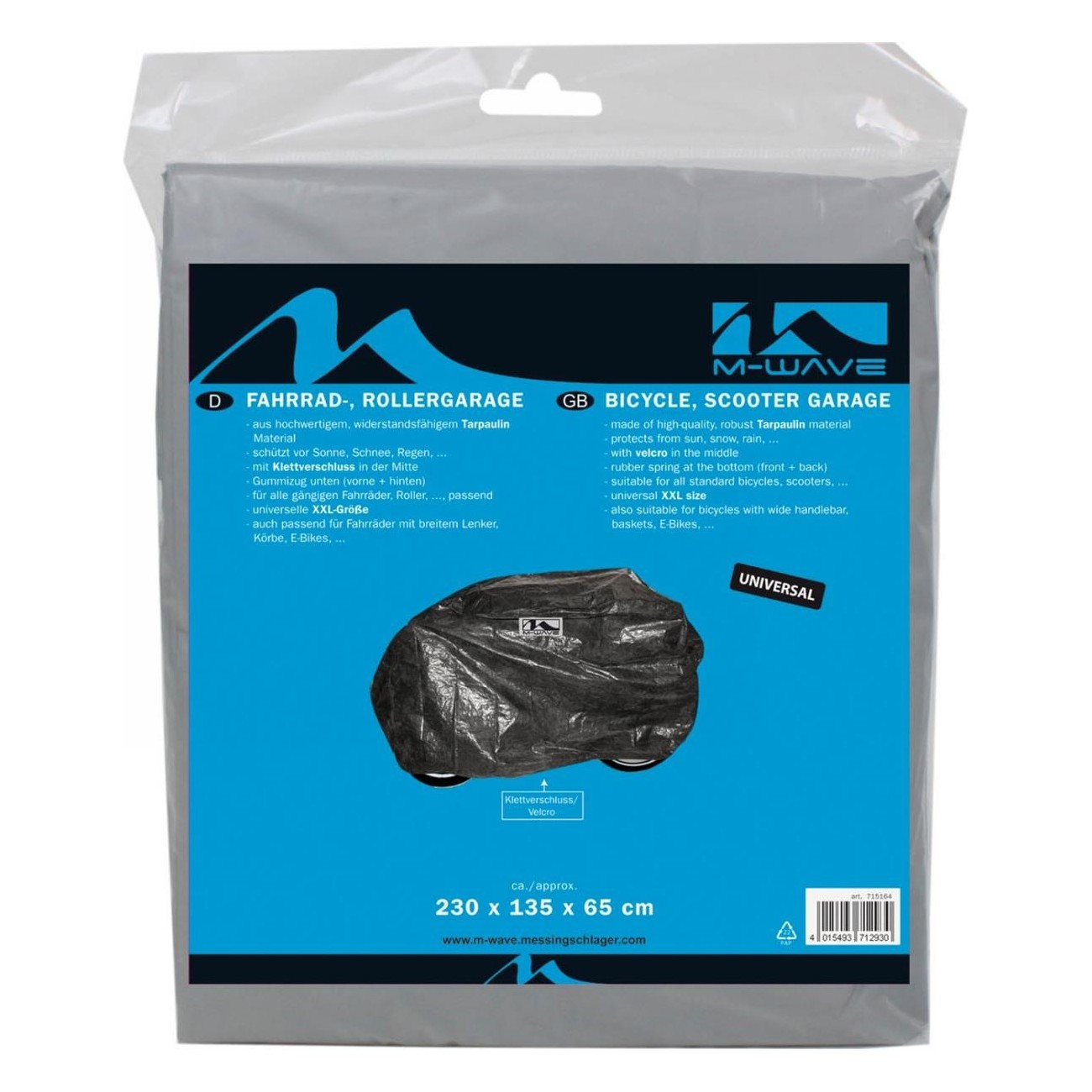 M-Wave Chris Bicycle Garage in Durable Black Tarpaulin 230x135x65 cm - 2