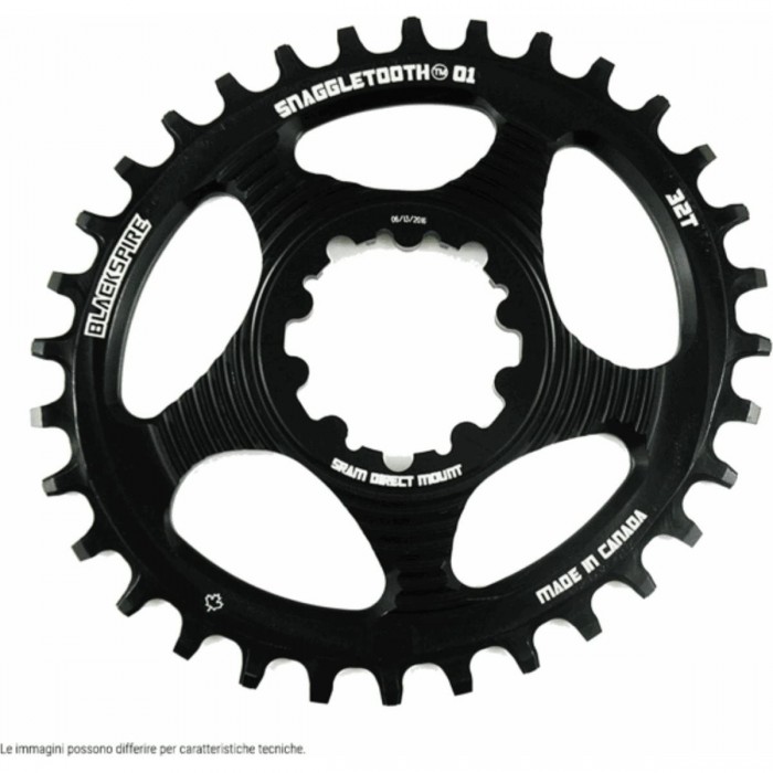 34T Snaggletooth Oval Chainring Direct Mount Sram 6mm Offset Black MTB - 1