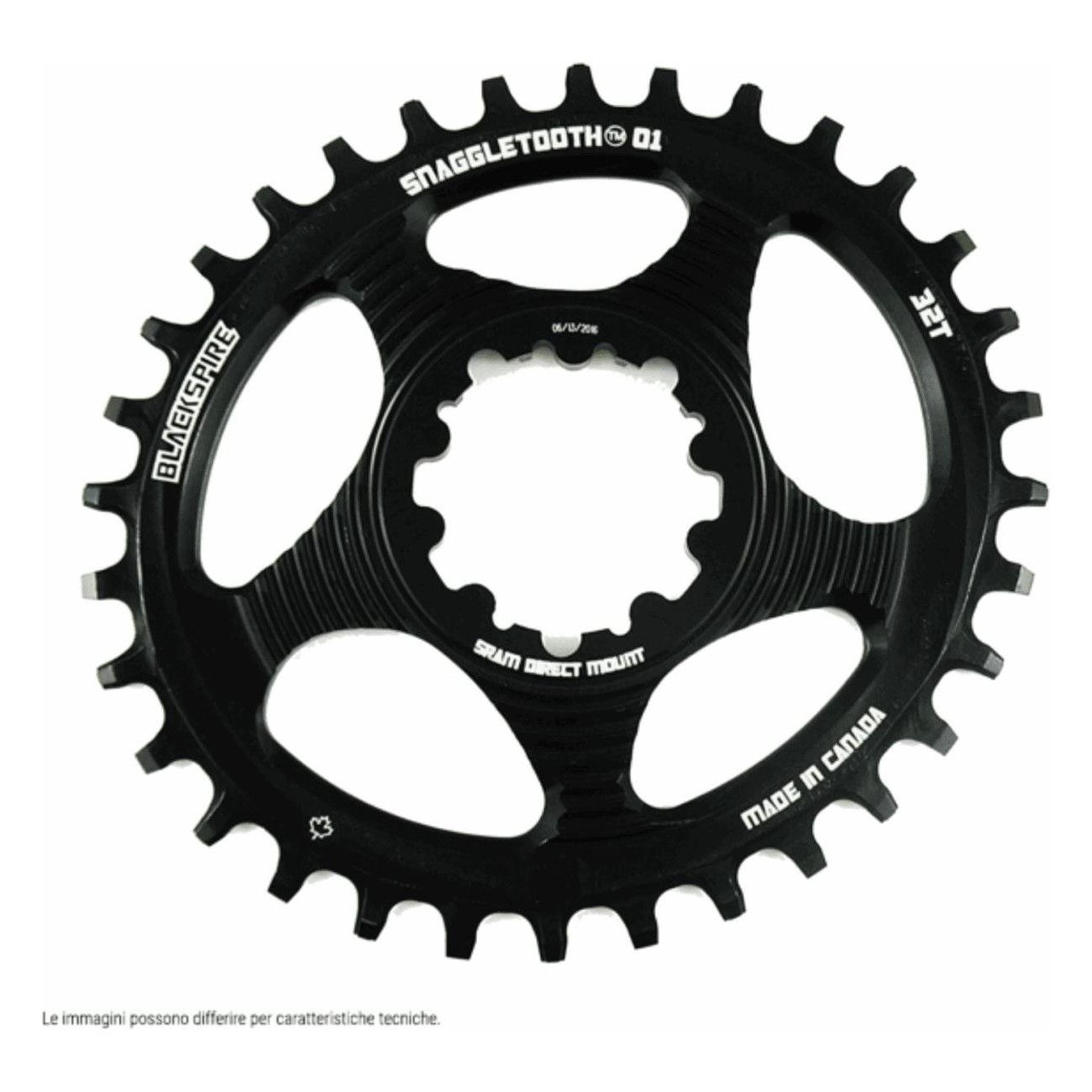 34T Snaggletooth Oval Chainring Direct Mount Sram 6mm Offset Black MTB - 1