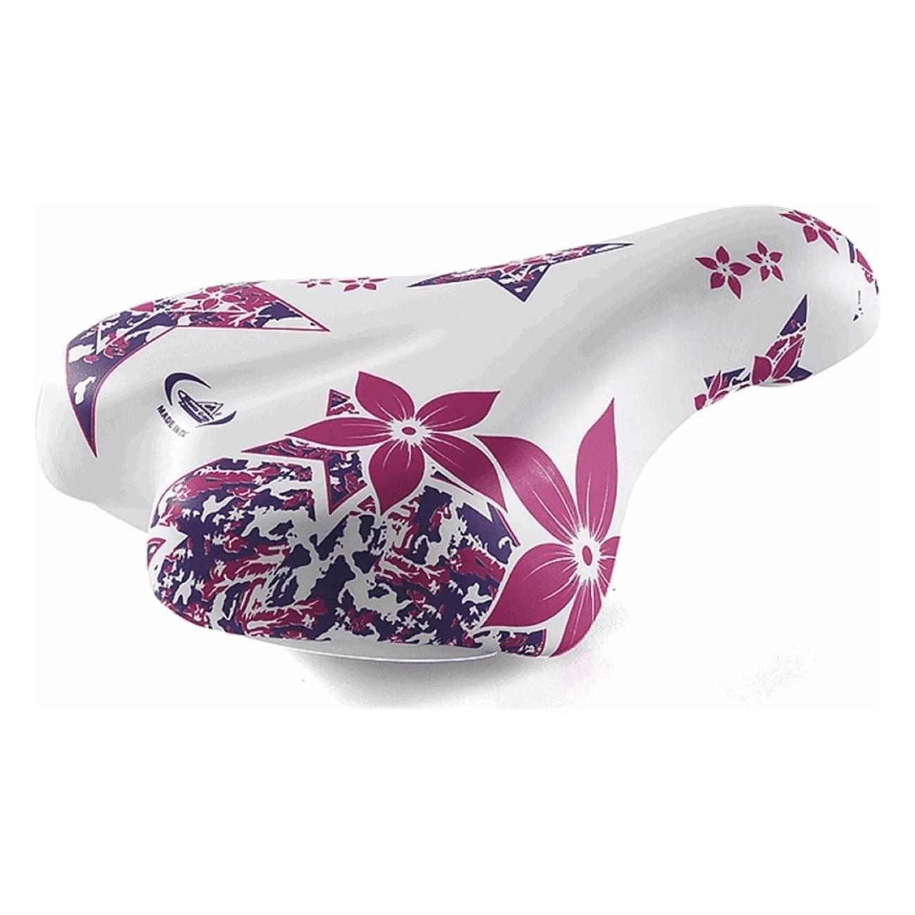 Padded Saddle for Girls' Bike 14/16' White/Pink - 230x150 mm, Comfort & Style - 1