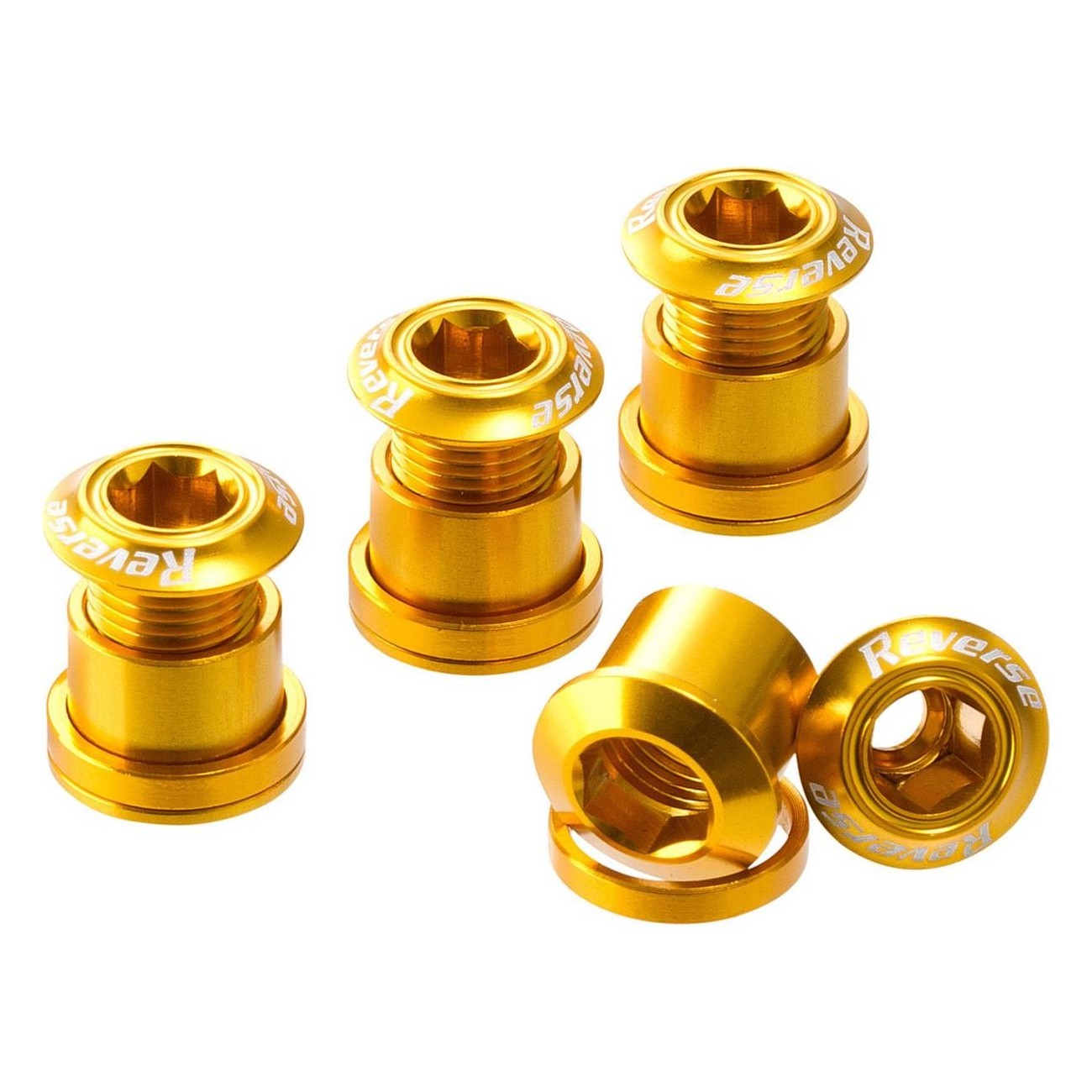 Gold Aluminum Reverse Crown Bolts Set - 4 Pieces for Bike - 1