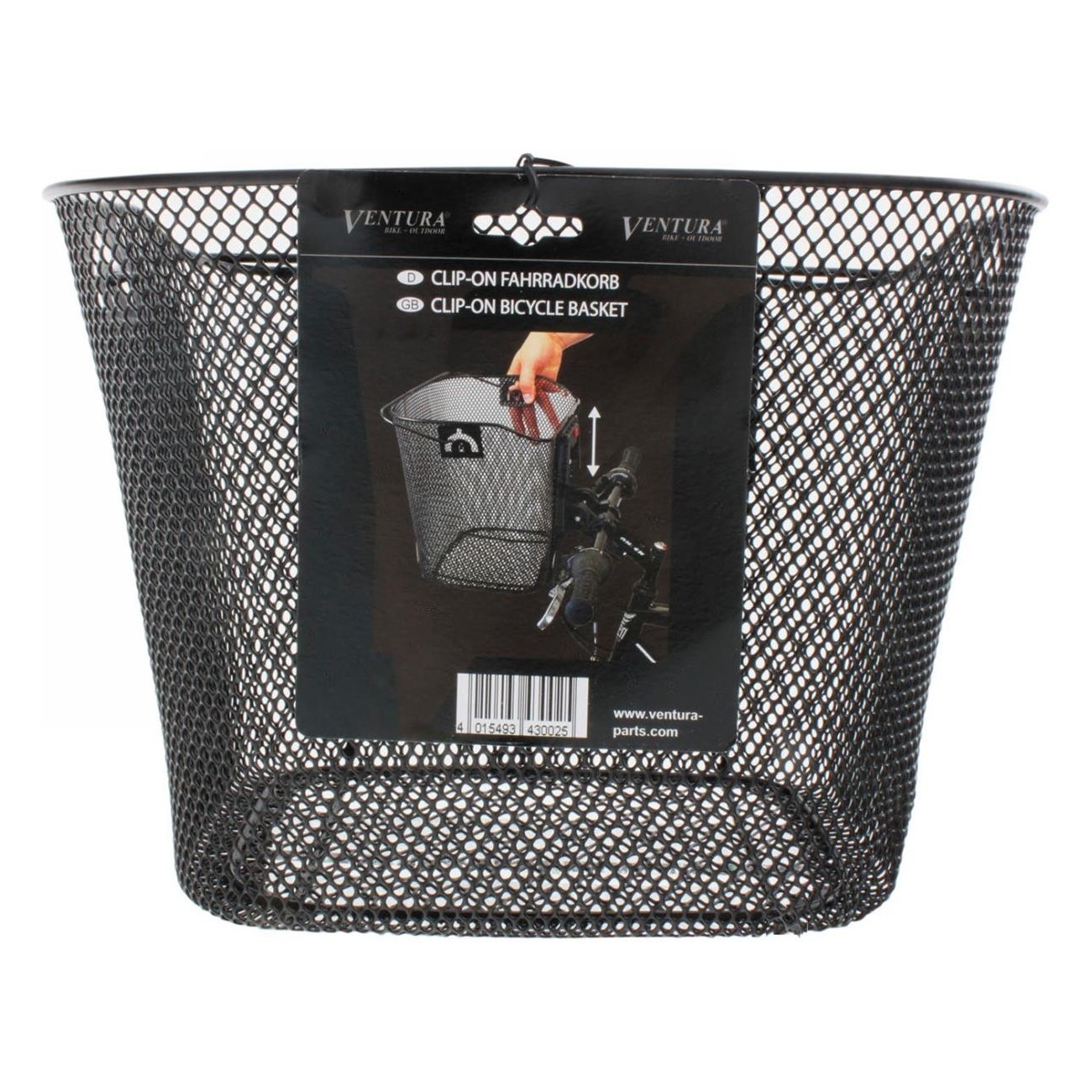 Ventura Black Bicycle Basket with Adjustable Clip, 34.5x26.5x26/22.5 cm - 6