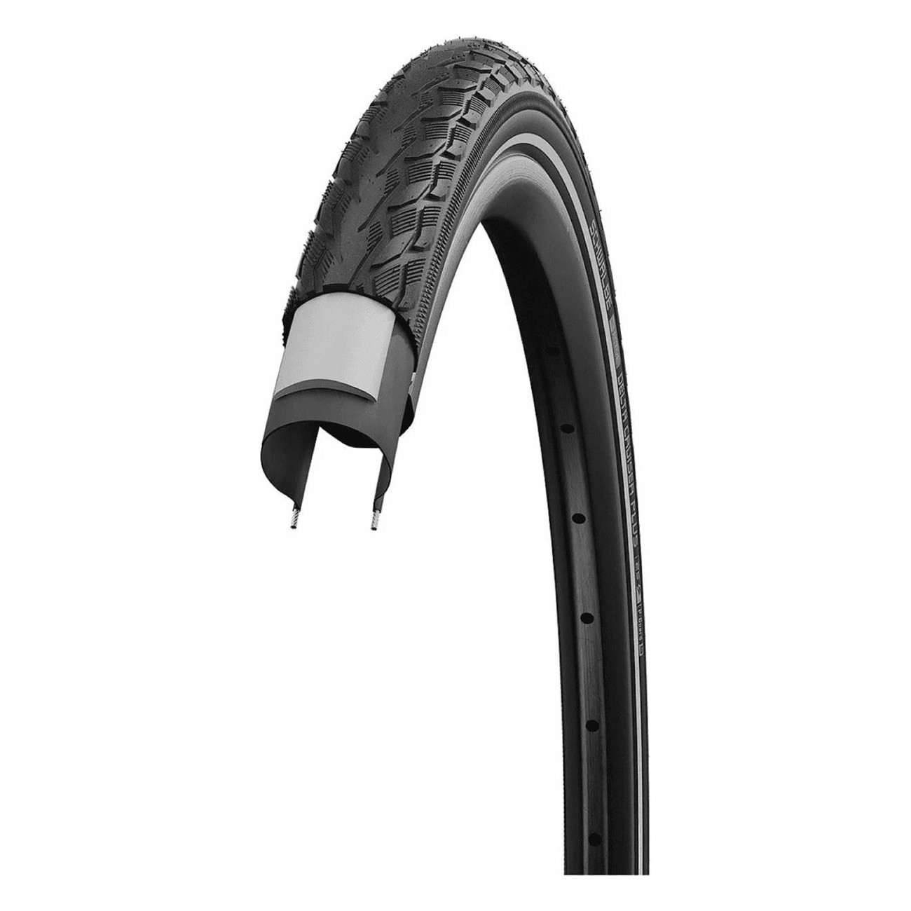 28' 700x32 Delta Cruiser Plus Black Reflex Tire for City Trekking - 1