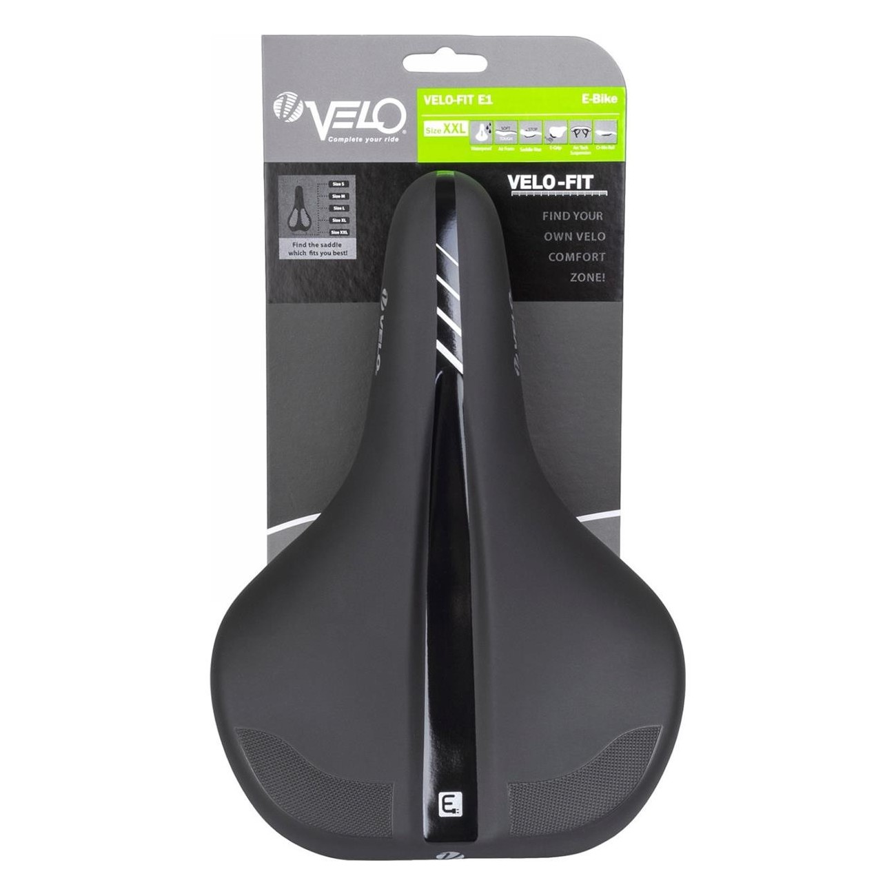 Sella VELO-FIT E1 XXL per E-bike, 190x270 mm, Nera - 8 - Selle - 0887539030520