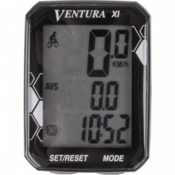 Ciclocomputador Ventura XI Negro con 11 Funciones y Sensor de Velocidad - 1