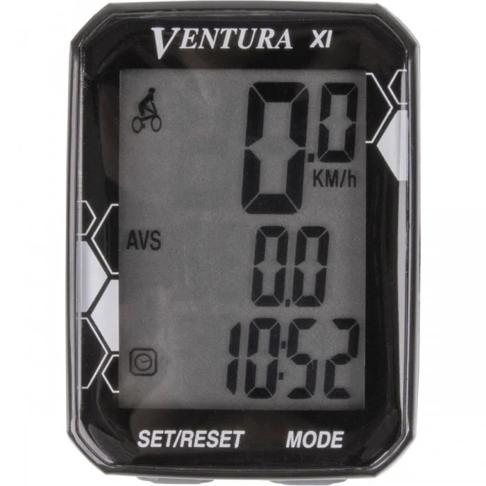 Ciclocomputador Ventura XI Negro con 11 Funciones y Sensor de Velocidad - 1