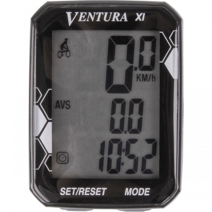 Ventura XI Black Bike Computer with 11 Functions and Speed Sensor - 1