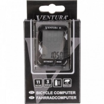 Ventura XI Black Bike Computer with 11 Functions and Speed Sensor - 2