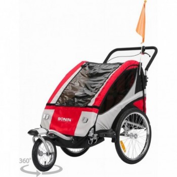 Chariot Porte-Bébé/Jogging BONIN NCAB DLX - Rouge, Gris, Noir, Multifonctionnel - 7